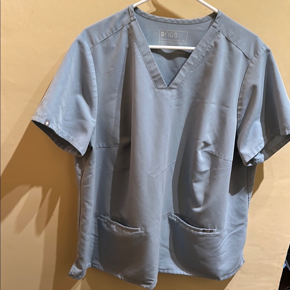 Figs casma 3-pocket scrub top dusty blue 3xl